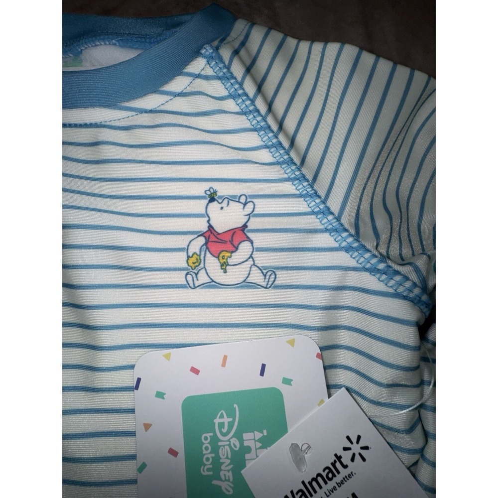Disney Baby Winnie The Pooh Rash Guard Swim Set UPF 50+ 2 Piece Blue 12M NWT - Picture 4 of 6
